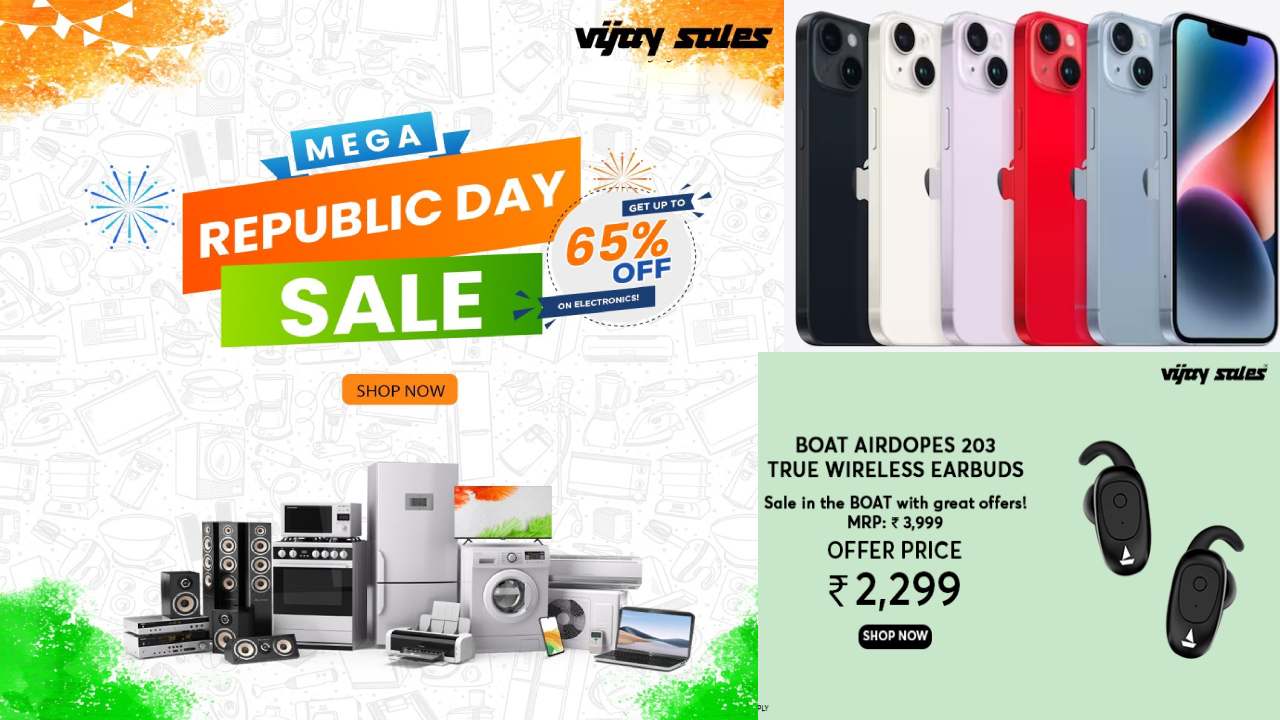 Vijay Sales Republic Day Sale : విజయ్ సేల్స్ రిపబ్లిక్ డే సేల్.. ఐఫోన్ 14, శాంసంగ్ గెలాక్సీ బడ్స్ 2పై రూ.9వేల వరకు తగ్గింపు.. ఇప్పుడే కొనేసుకోండి! Vijay Sales Republic Day Sale : విజయ్ సేల్స్ రిపబ్లిక్ డే సేల్.. ఐఫోన్ 14, శాంసంగ్ గెలాక్సీ బడ్స్ 2పై రూ.9వేల వరకు తగ్గింపు.. ఇప్పుడే కొనేసుకోండి!