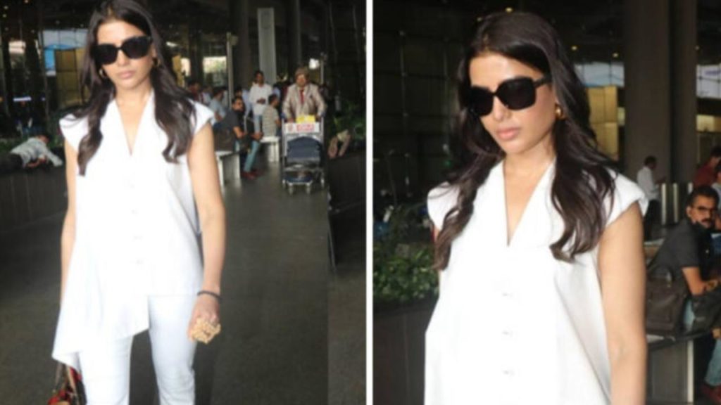 Samantha appears in mumbai airport