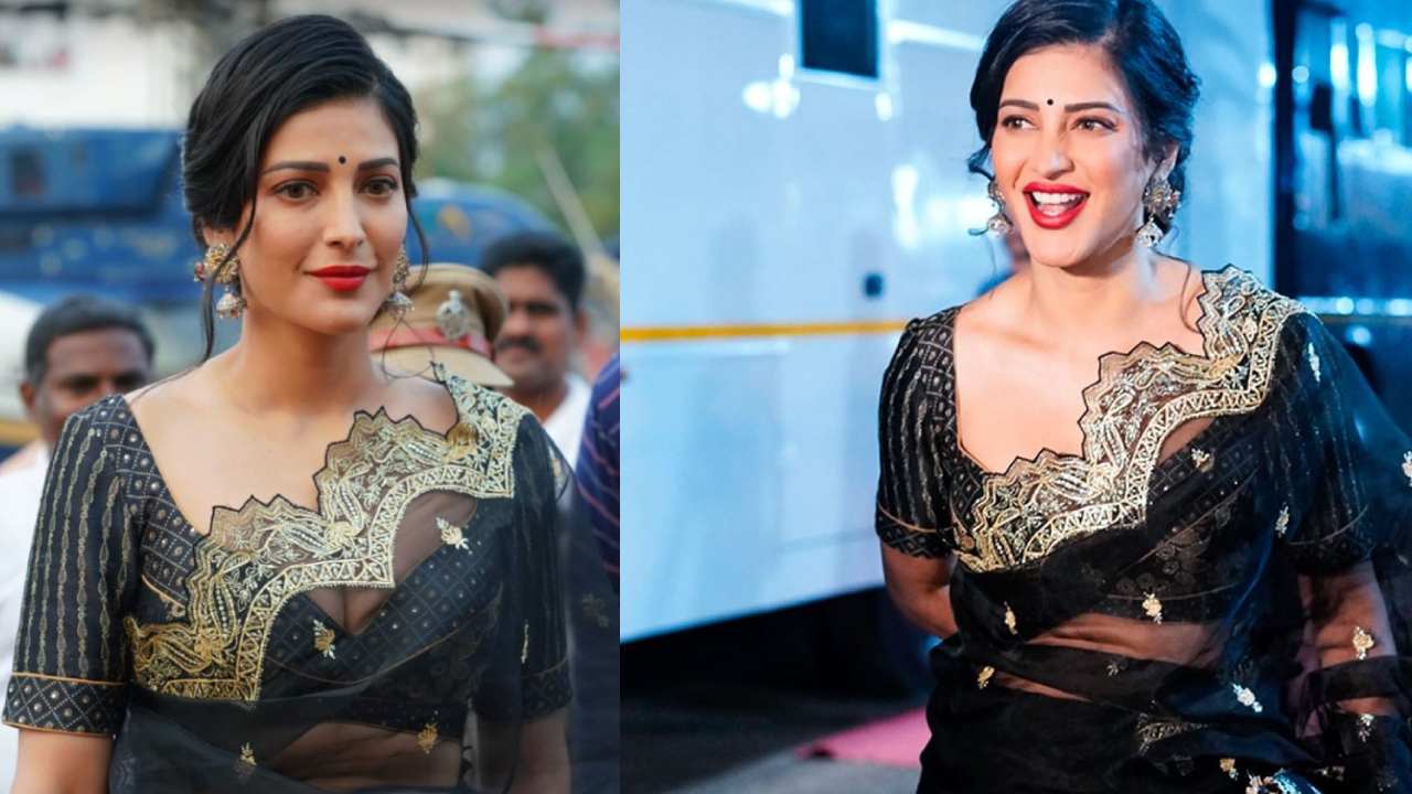 Shruti Haasan : వీరసింహా రెడ్డి ప్రీ రిలీజ్ ఈవెంట్‌లో.. బ్లాక్ శారీతో అదరగొట్టిన శృతి హాసన్..