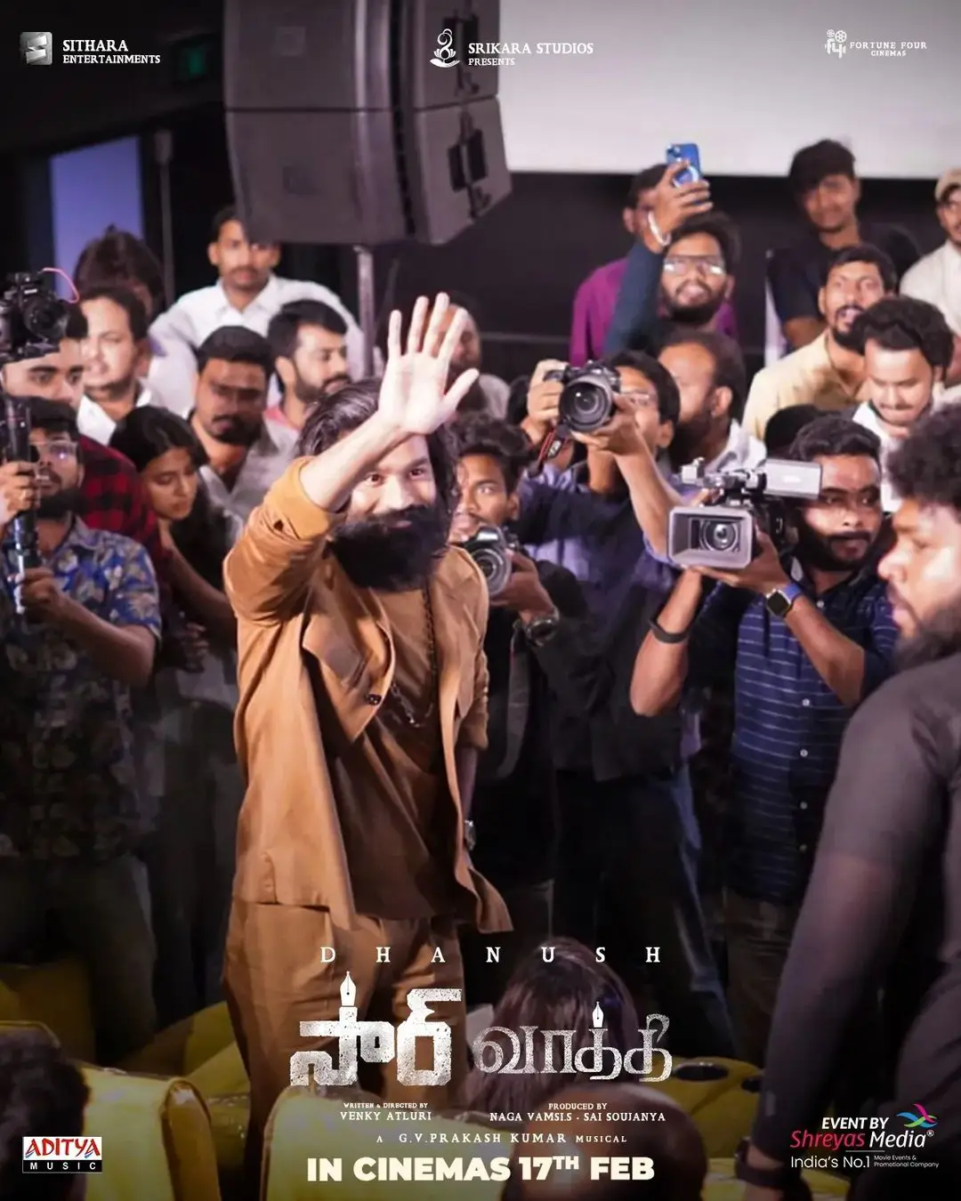 Dhanush Sir Trailer Launch Event at Hyderabad AMB Cinemas.. source@Instagram