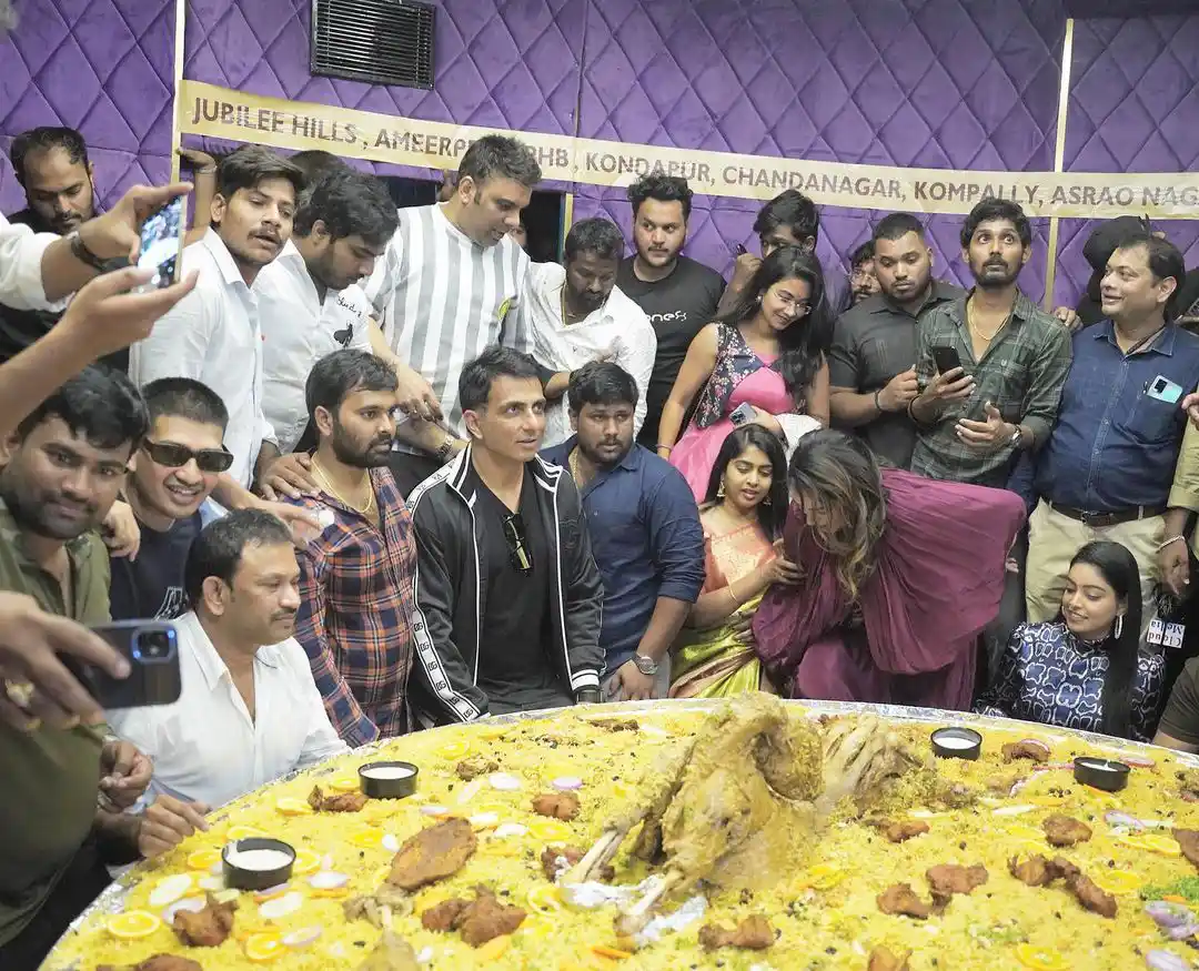 Sonu Sood launches indias biggest mandi plate in hyderabad