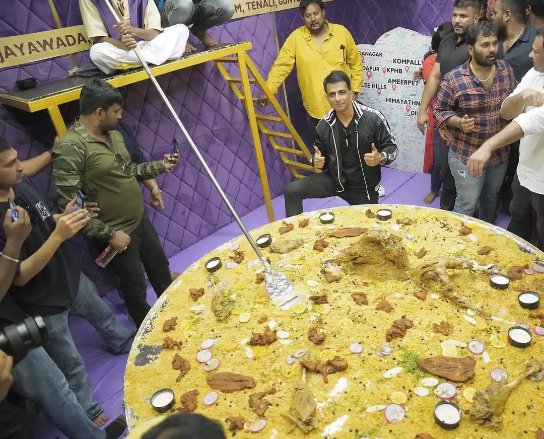 Sonu Sood launches indias biggest mandi plate in hyderabad