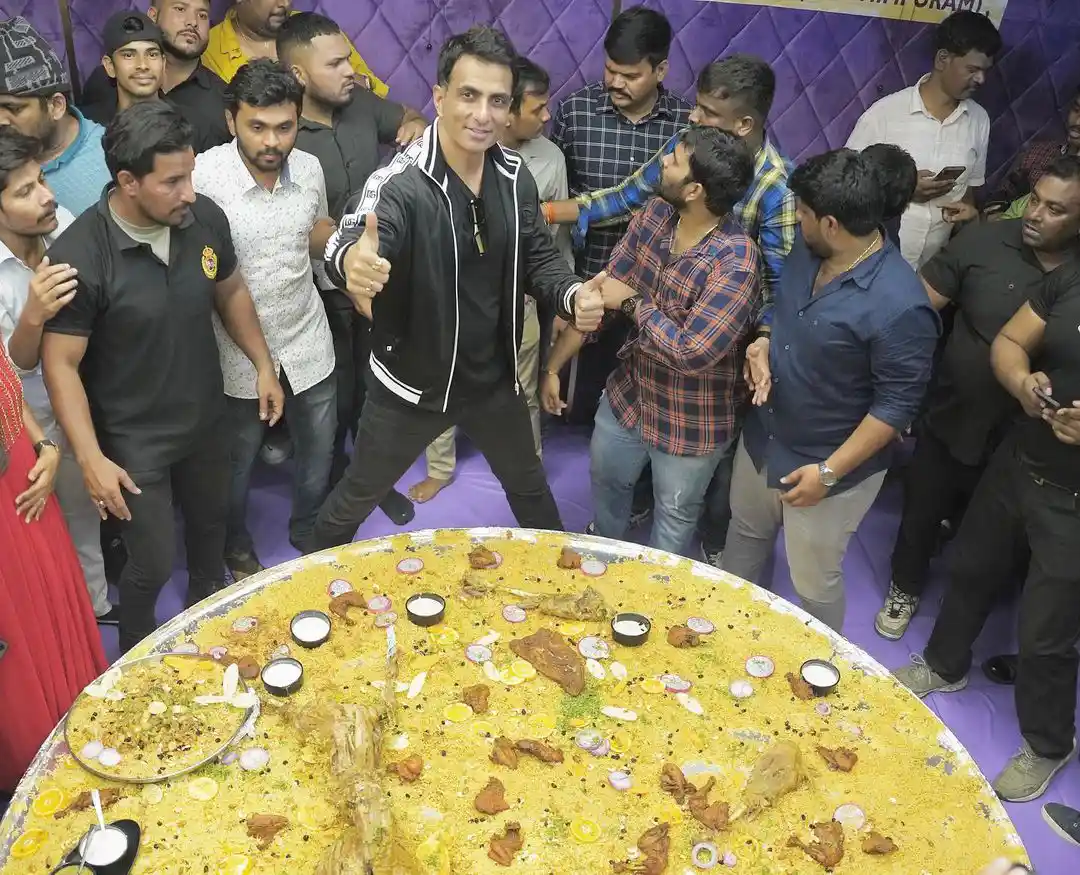 Sonu Sood launches indias biggest mandi plate in hyderabad