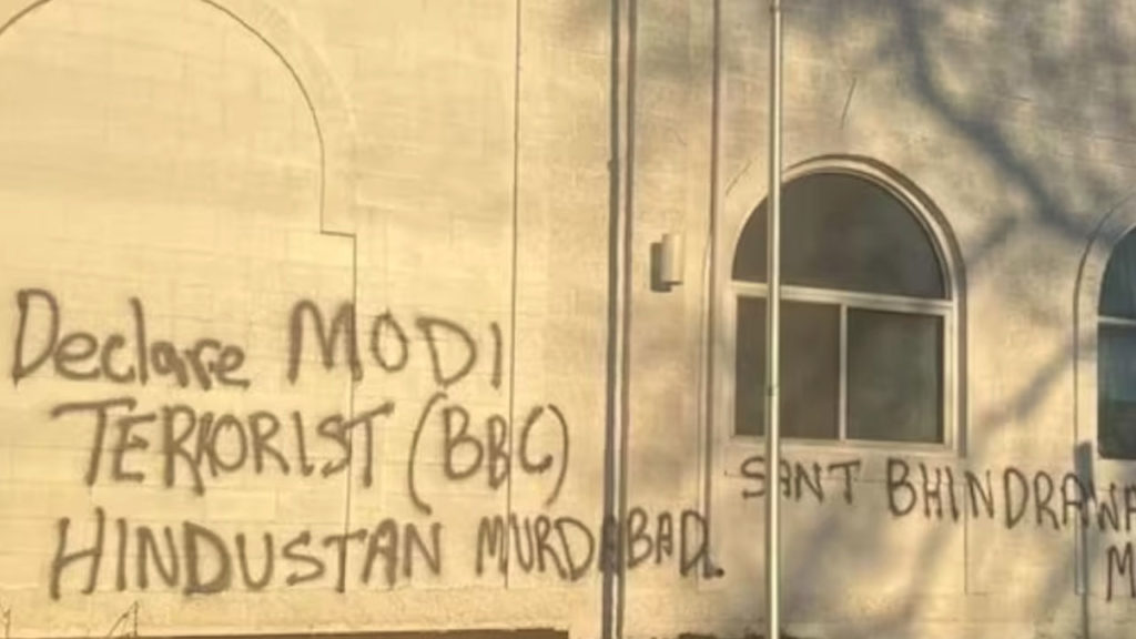 Ram Mandir defaced with anti-India graffiti in Canada