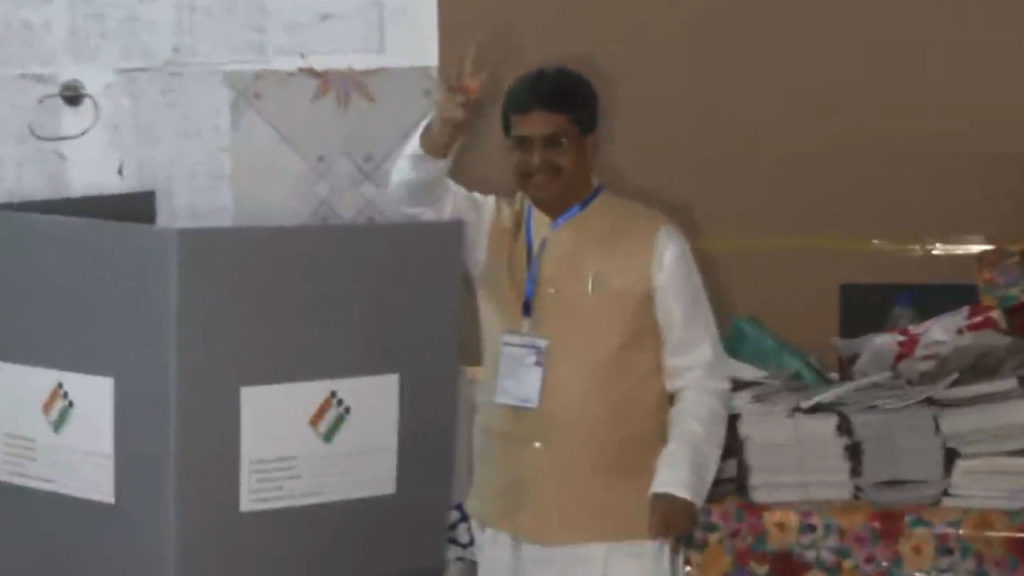 Tripura CM Dr Manik Saha casts vote in Assembly elections, in Agartala