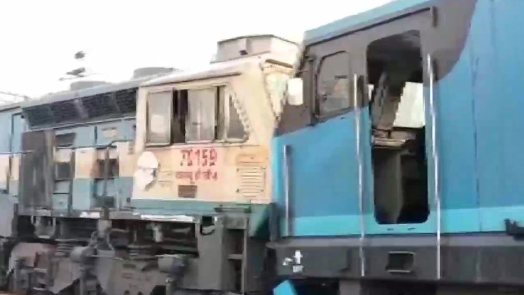 two goods trains collide in UP's Sultanpur