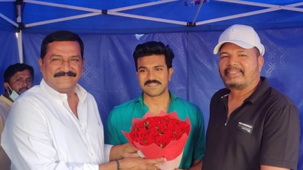 Vizag north MLA Ganta Srinivasarao meets Ram Charan and Director Shankar at RC15 shooting sets in Vizag