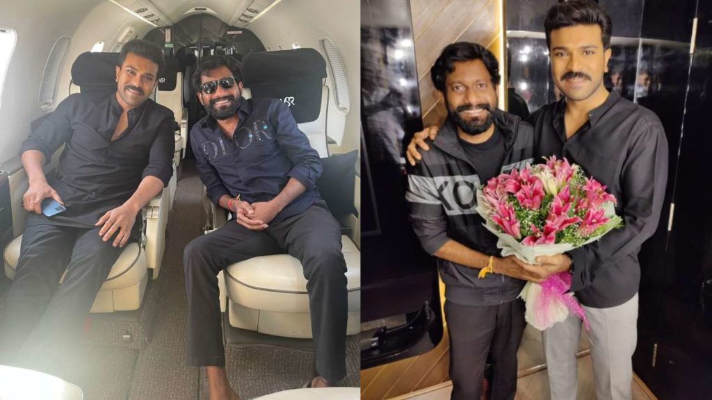 Ram Charan wishes Director Buchhibabu birthday and gives special party in her own flight