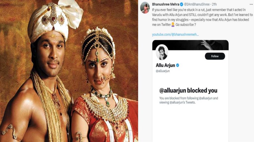 Allu Arjun blocked his heroine Bhanu Sri Mehra in twitter