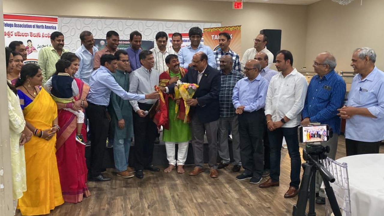 Guiness Record holder Film Writer Veena Pani felicitated in dallas by TANA
