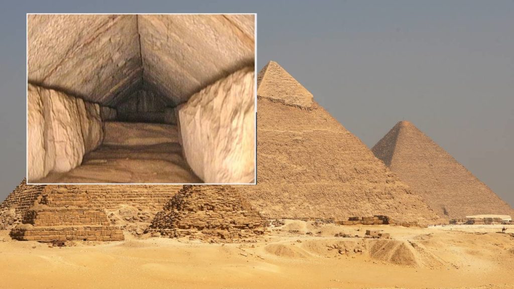 Hidden Corridor Inside the Great Pyramid of Giza in Egypt