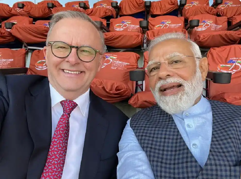 Modi and Albanese in the fourth Test match Ground between India and Australia 