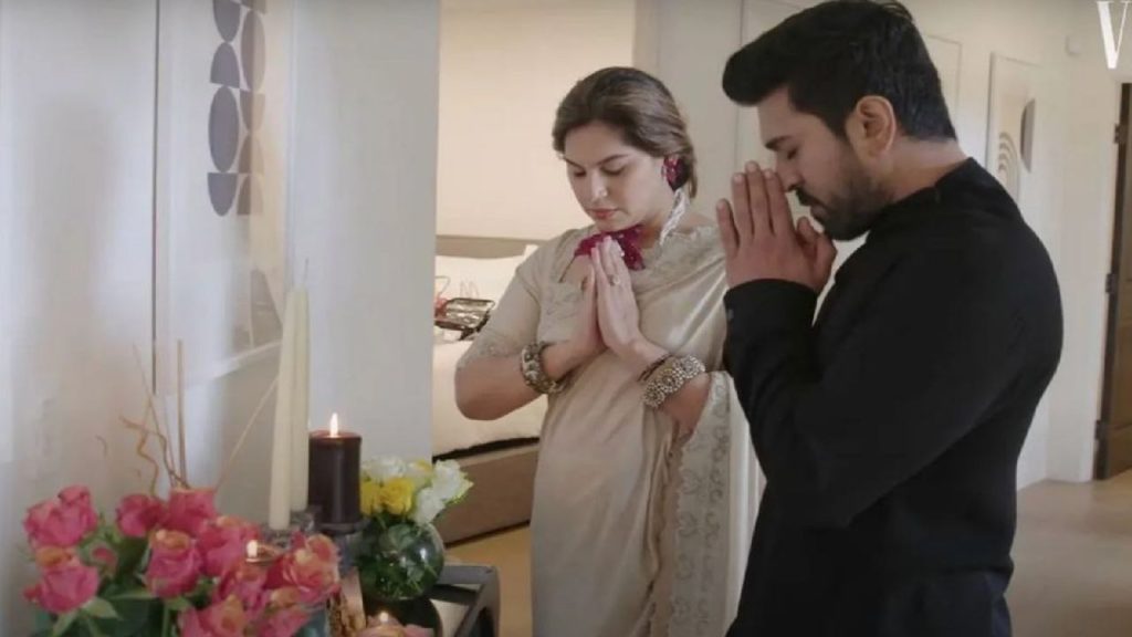Ram Charan and Upasana shows their temple setup to americans