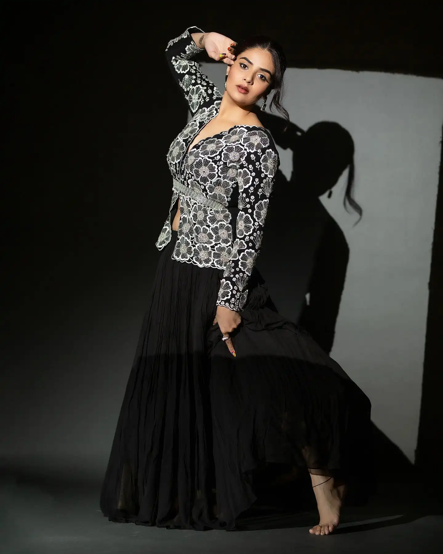 Sreemukhi Stunning Looks In Black Dress