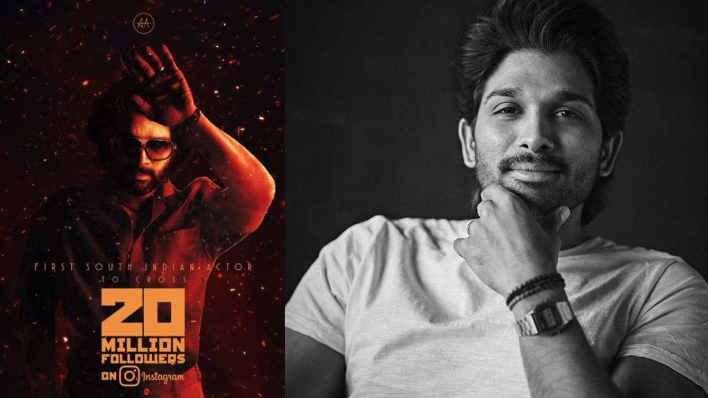 Allu Arjun Created new record as first south Indian actor reach 20 million followers in Instagram