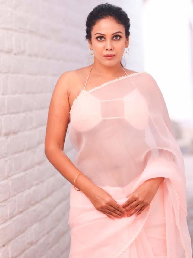 >లైట్ పింక్ కలర్ శారీలో మెరిపిస్తున్న తమిళమ్మాయి చాందిని