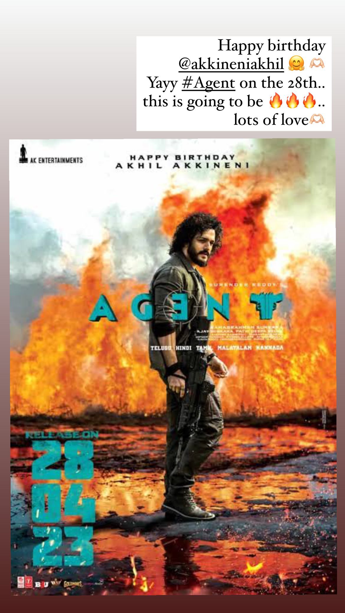 Samantha Birthday wishes to Akhil Akkineni with agent poster