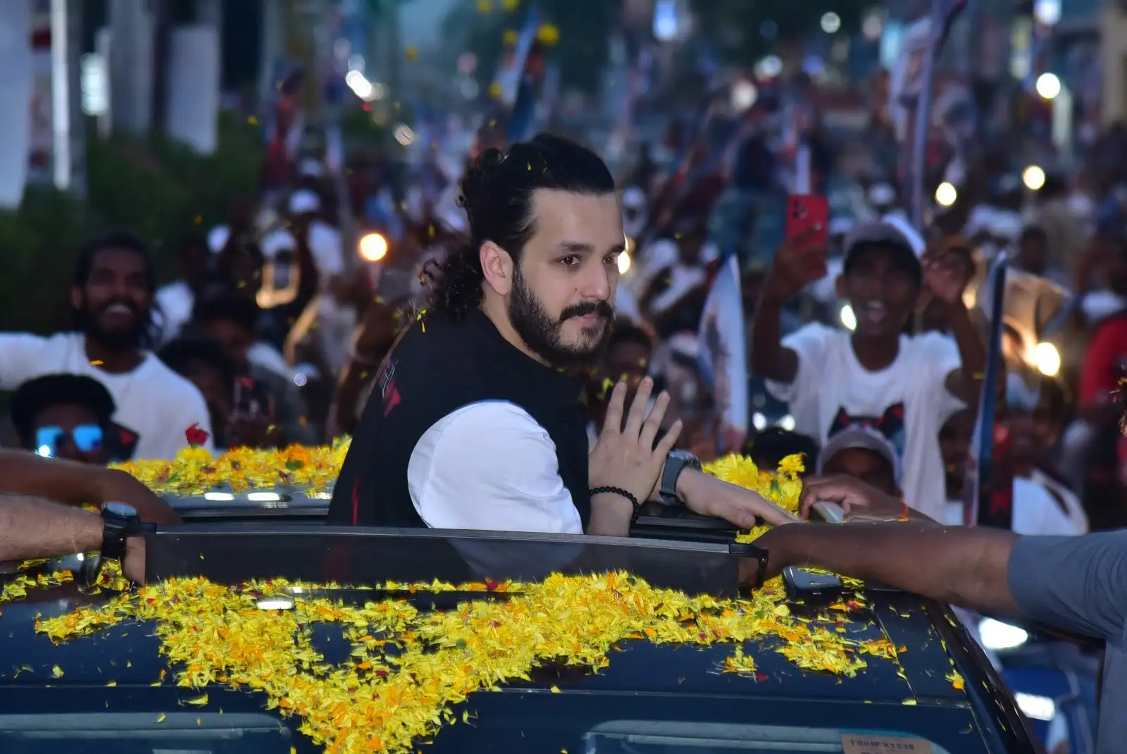 Akkineni Akhil Bike rally for Agent trailer launch at kakinada