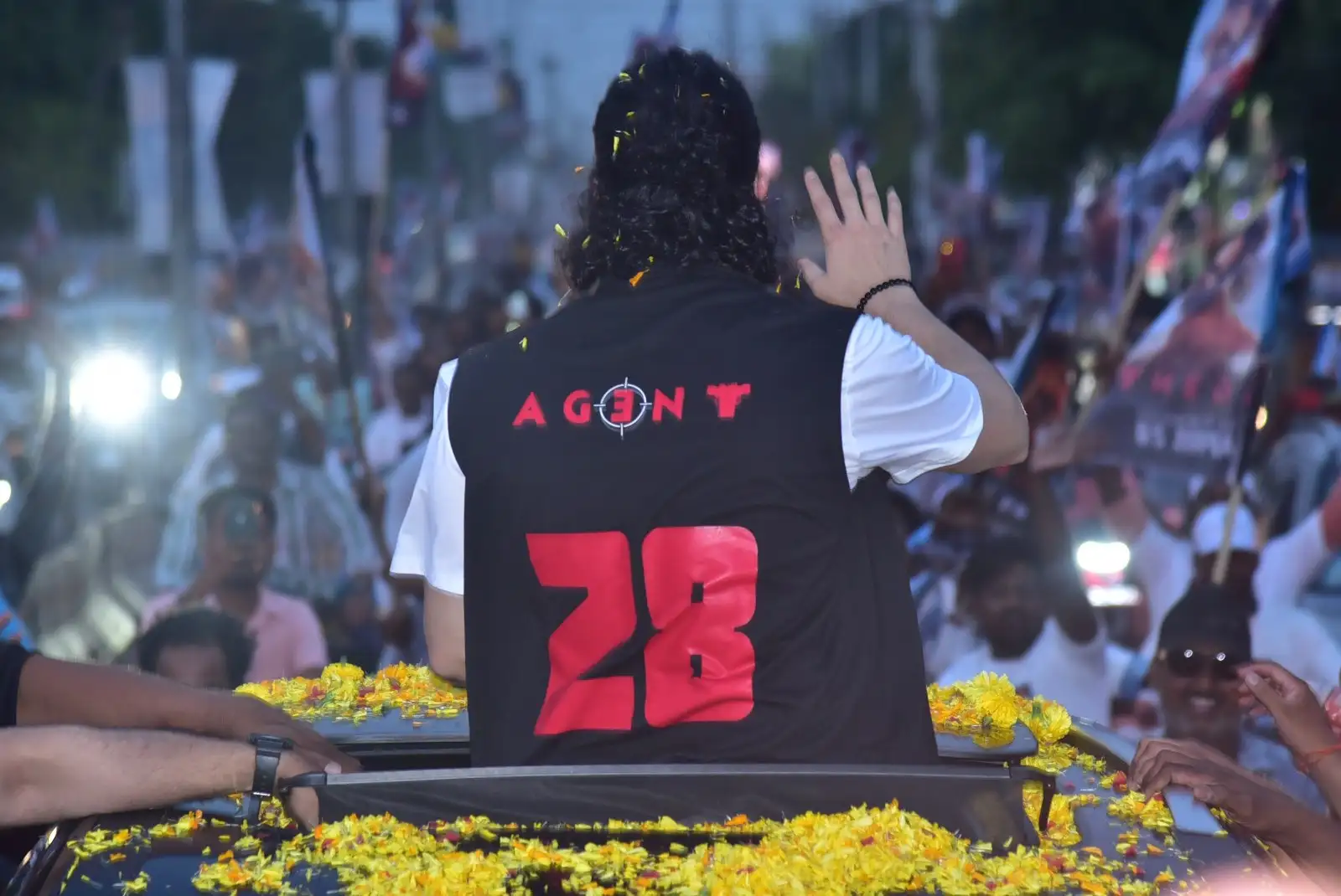 Akkineni Akhil Bike rally for Agent trailer launch at kakinada