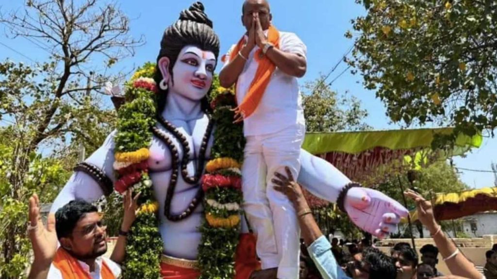 Karnataka BJP MLA Under Anger For Climbing Lord Ram Statue