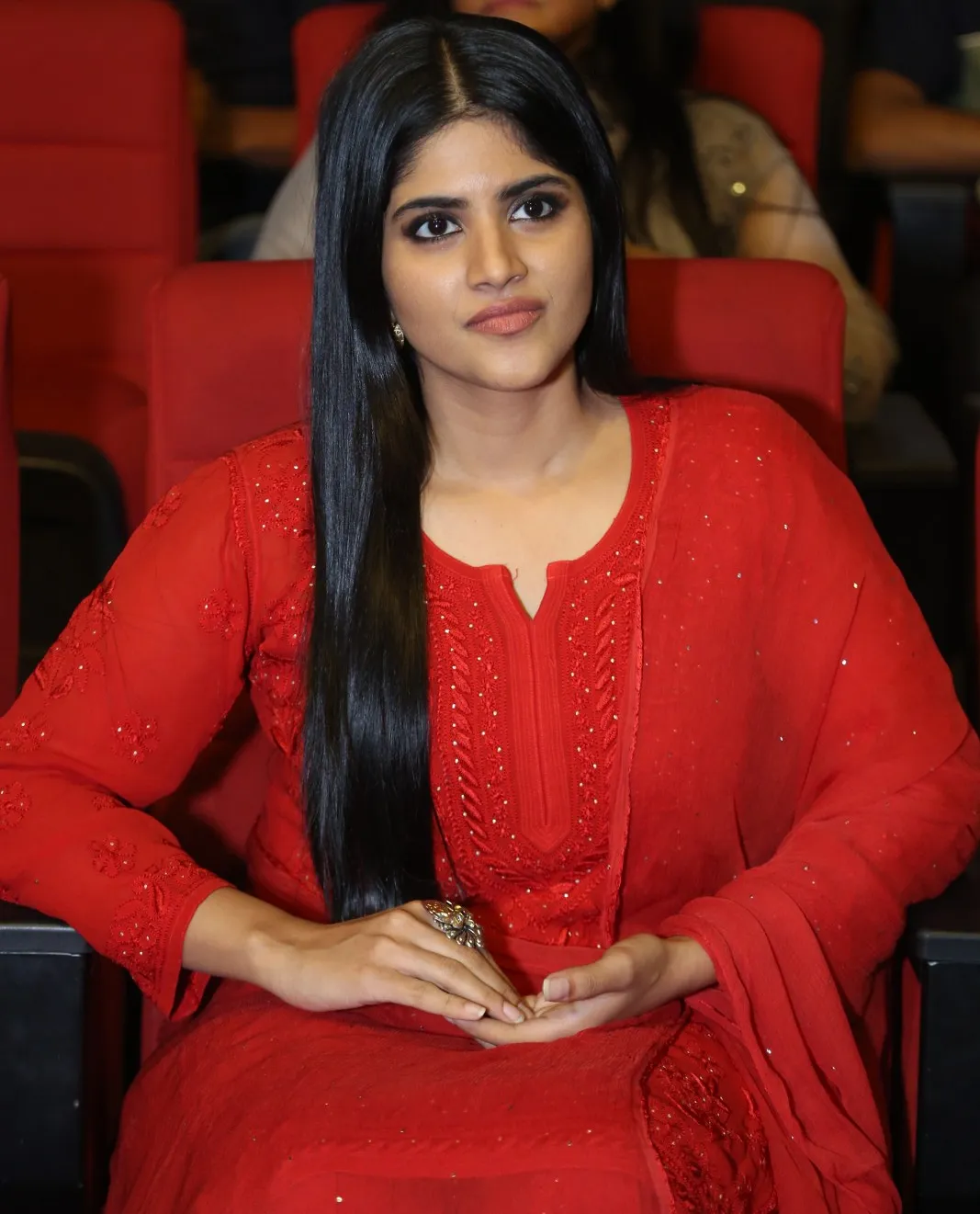 Megha Akash looks gorgeous in Ravanasura Pre Release Event  
