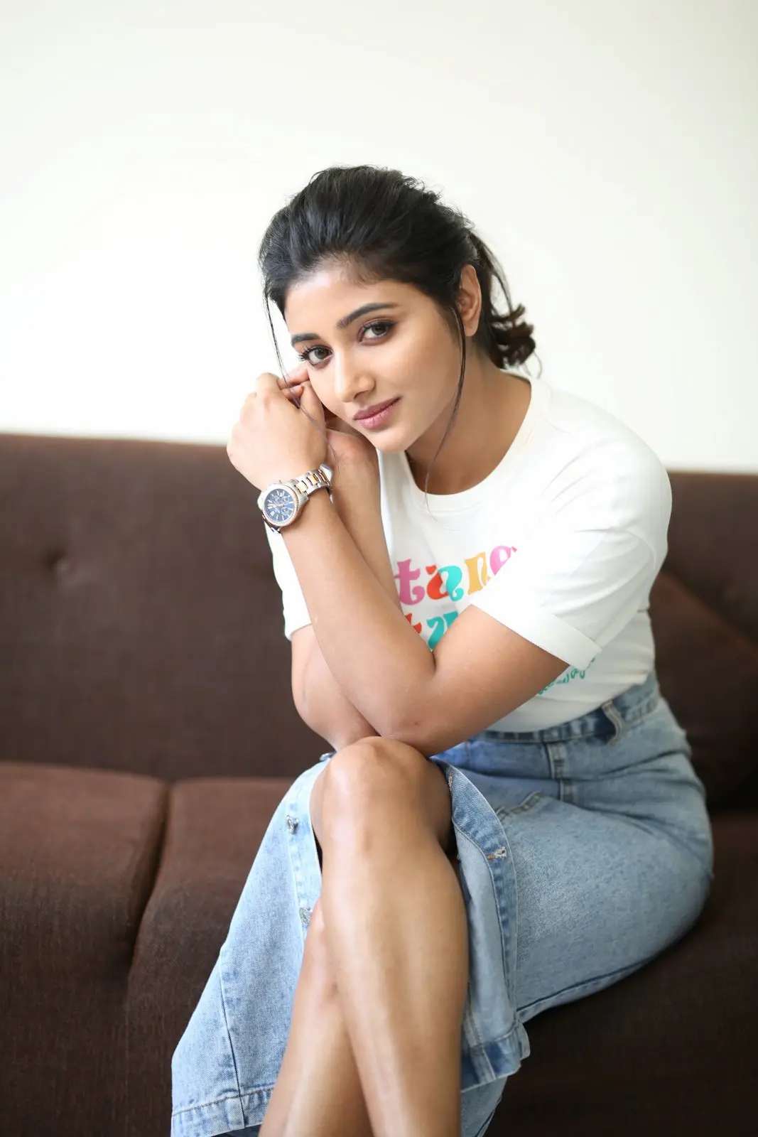 Mirnaa Menon cute poses in Ugram Movie Promotions