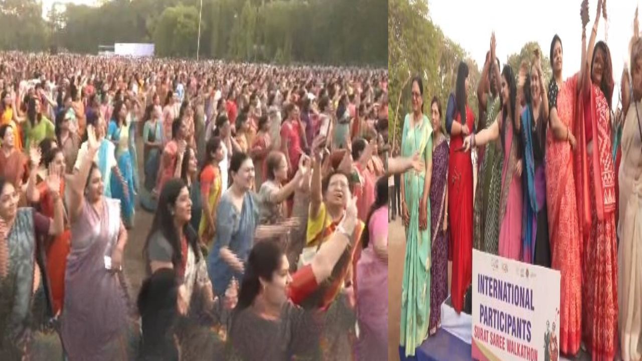 Saree Walkathon : సూరత్ లో 15000 మంది మహిళల “శారీ వాకథాన్”..భారత్లో అతి పెద్ద రికార్డ్ Saree Walkathon : సూరత్ లో 15000 మంది మహిళల “శారీ వాకథాన్”..భారత్లో అతి పెద్ద రికార్డ్