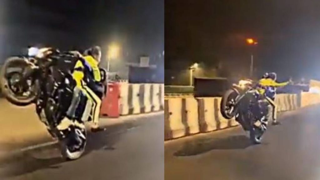 man dangerous bike stunt