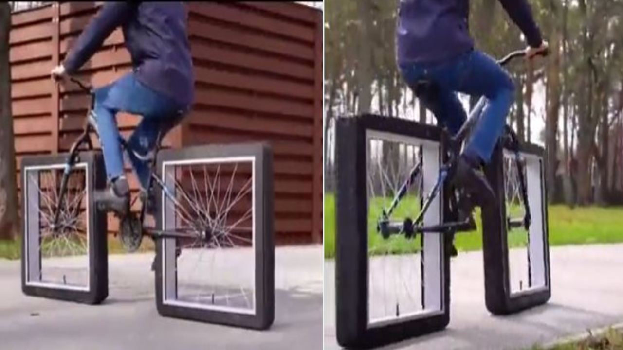 bicycle with square wheels : చతురస్రాకారంలో సైకిల్ చక్రాలు.. కొత్త ఆవిష్కరణకి ఫిదా అవుతున్న నెటిజన్లు bicycle with square wheels : చతురస్రాకారంలో సైకిల్ చక్రాలు.. కొత్త ఆవిష్కరణకి ఫిదా అవుతున్న నెటిజన్లు