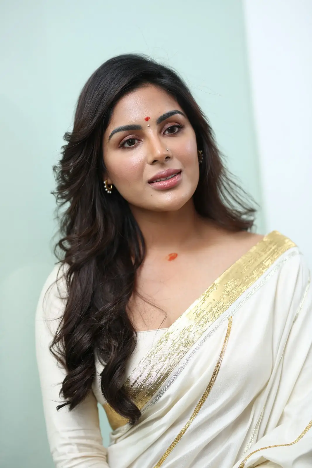 Samyuktha Menon Shines in Saree at Virupaksha Movie Promotions