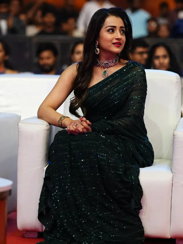 Trisha Krishnan Mesmerizing Looks in Black Saree 