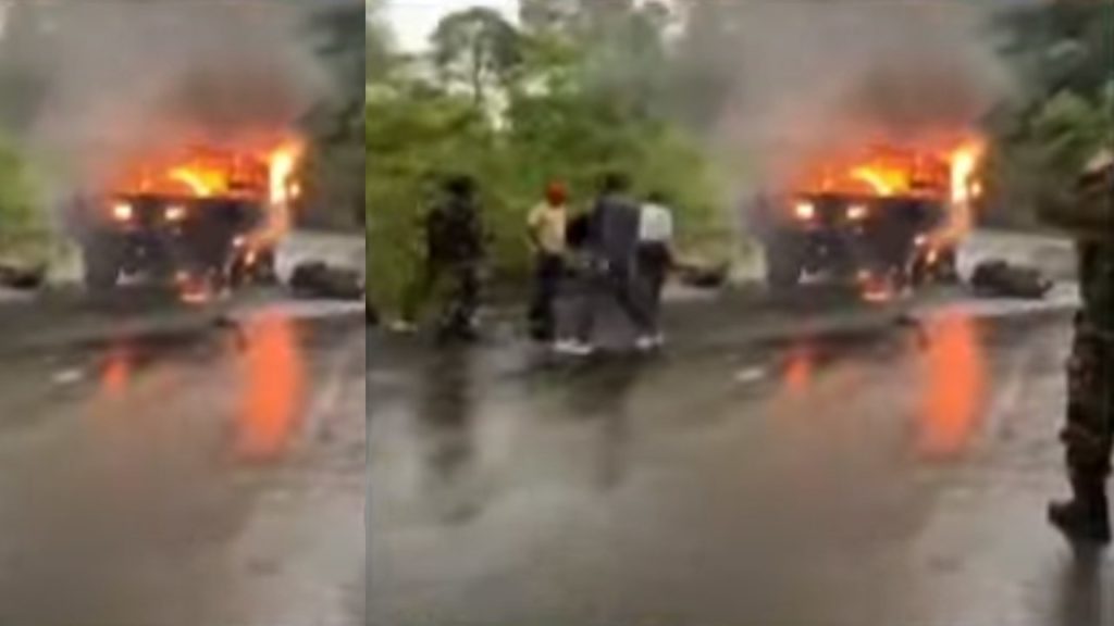 fire in Army vehicle.. Four Jawans Died