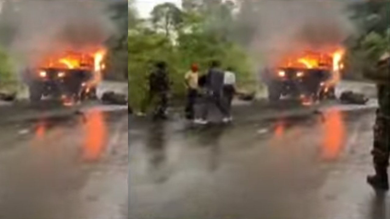 fire in Army vehicle.. Four Jawans Died : ఆర్మీ వాహనంలో మంటలు, నలుగురు జవాన్లు మృతి fire in Army vehicle.. Four Jawans Died : ఆర్మీ వాహనంలో మంటలు, నలుగురు జవాన్లు మృతి