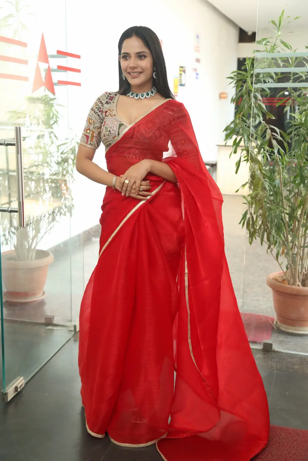 Aishwarya Dutta Saree Photos at Farhana movie press meet