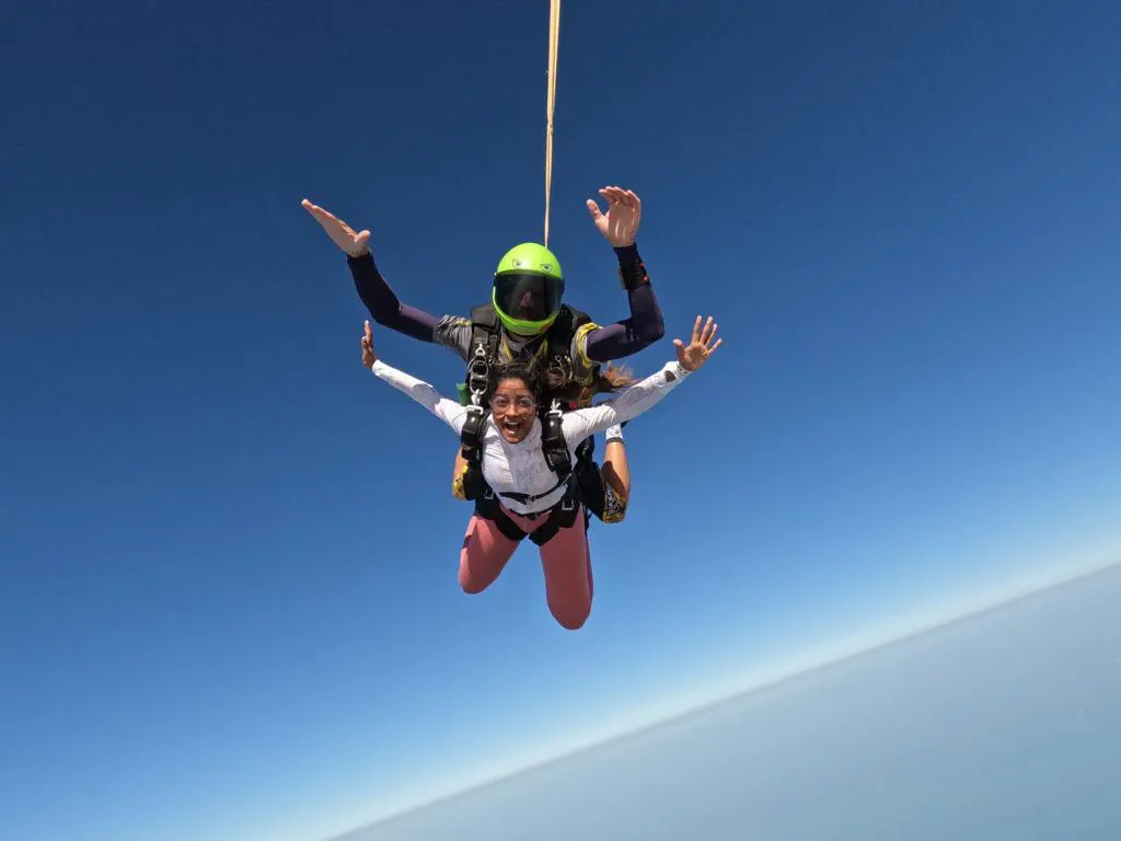 Dimple Hayathi Skydiving in Dubai