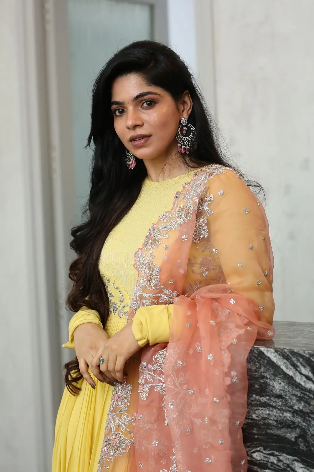 Divya Bharti mesmerizing looks at sudigali sudheer new movie opening event