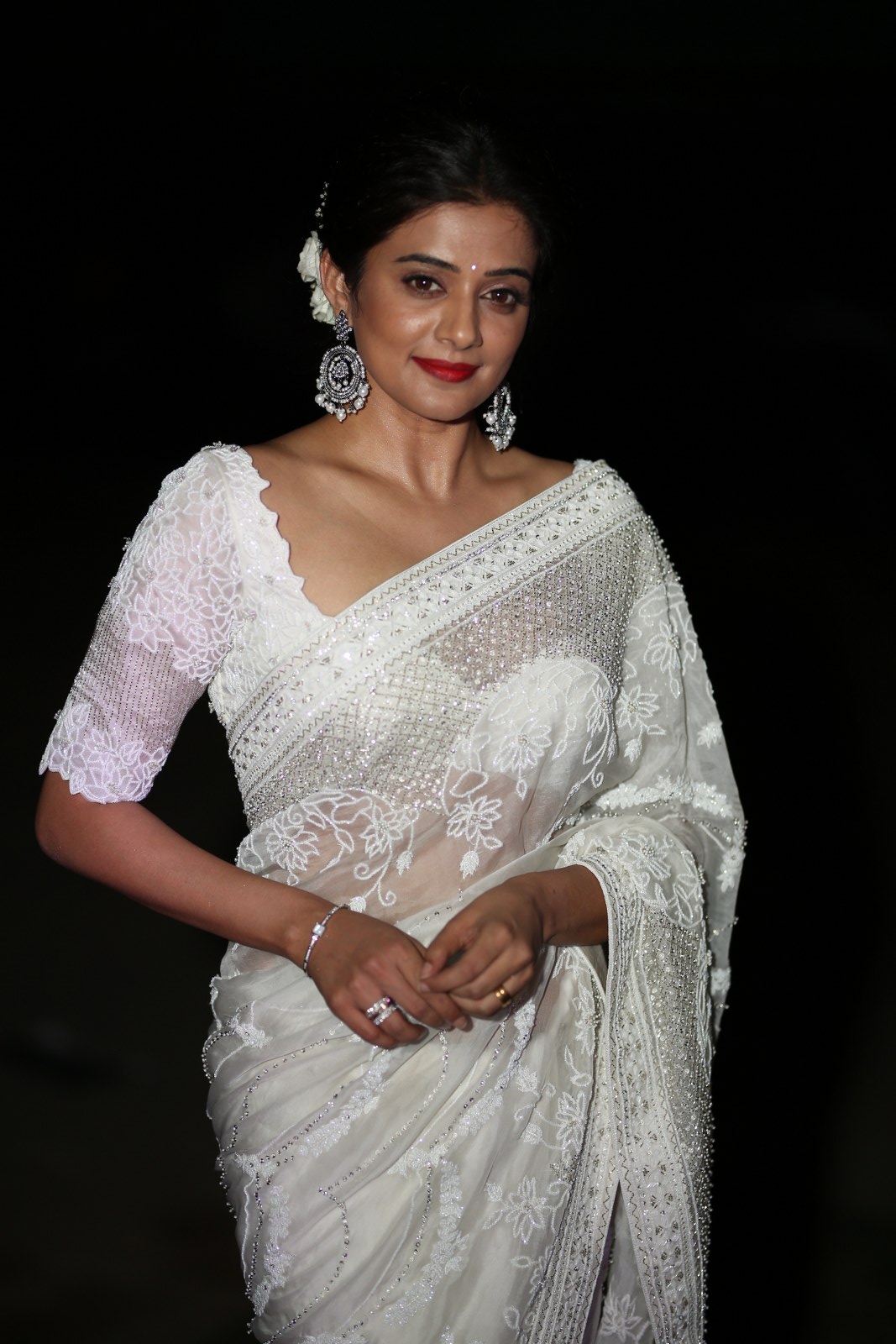 Priyamani Sizzles In White Saree At Custody Movie Pre-Release Event
