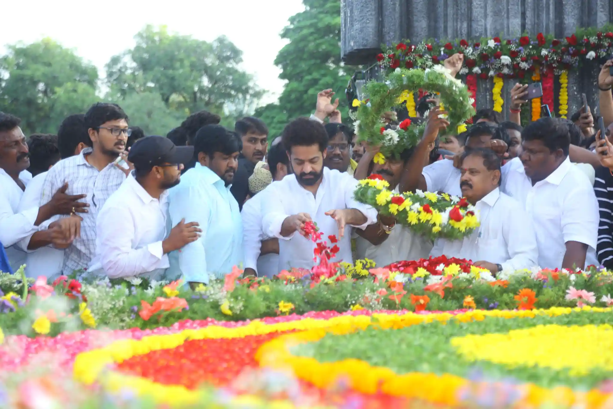 Jr NTR pays tribute to NTR on his 100th birth anniversary at NTR ghat  