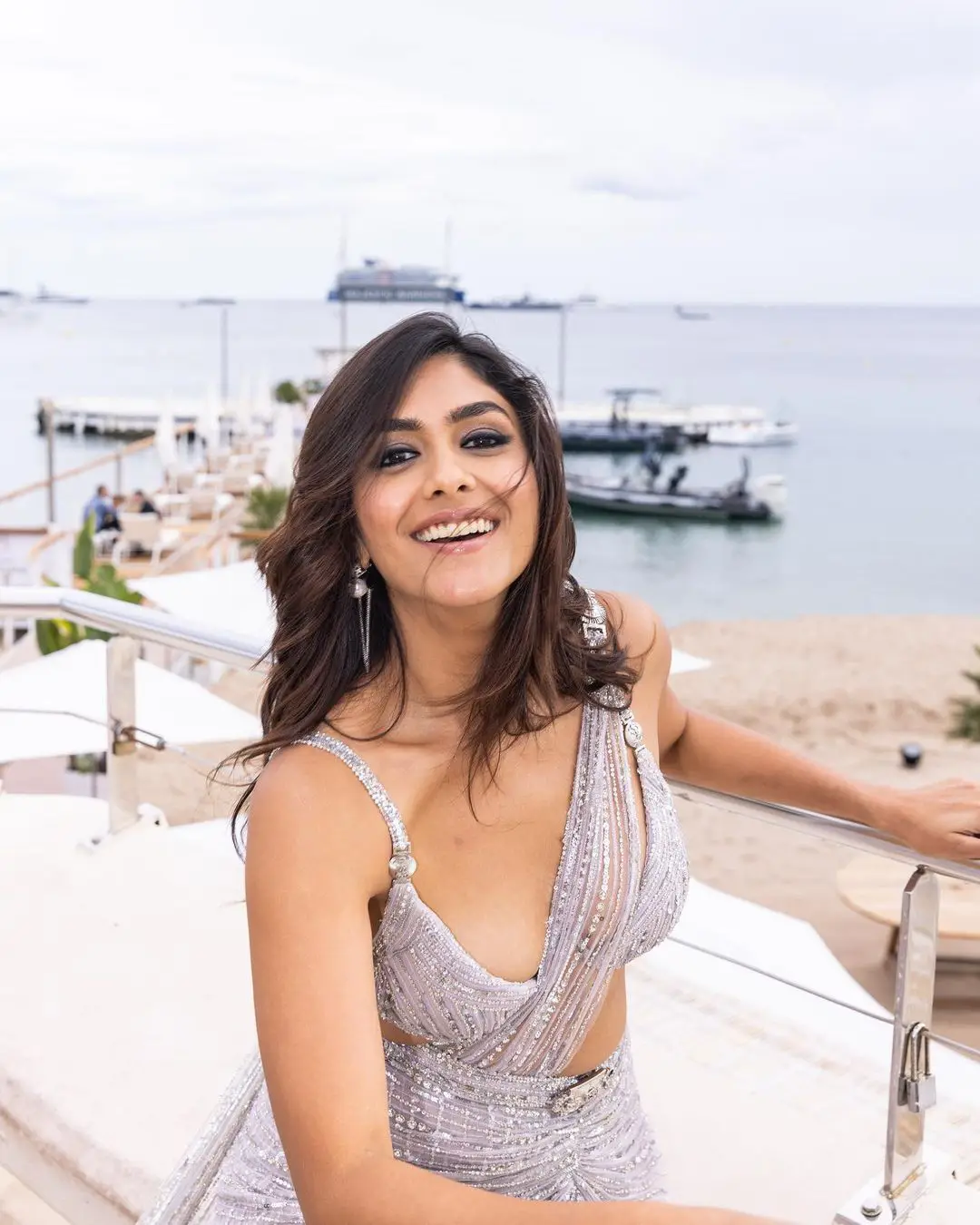 Mrunal Thakur saree photos at 76th Cannes Film Festival