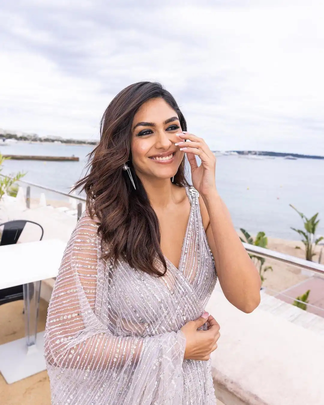 Mrunal Thakur saree photos at 76th Cannes Film Festival