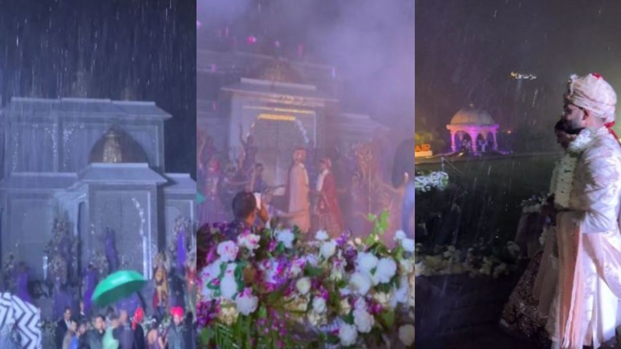 Wedding in the rain : వర్షం ఆ జంట పెళ్లిని ఆపలేకపోయింది .. వర్షంలో పెళ్లి వీడియో వైరల్ Wedding in the rain : వర్షం ఆ జంట పెళ్లిని ఆపలేకపోయింది .. వర్షంలో పెళ్లి వీడియో వైరల్