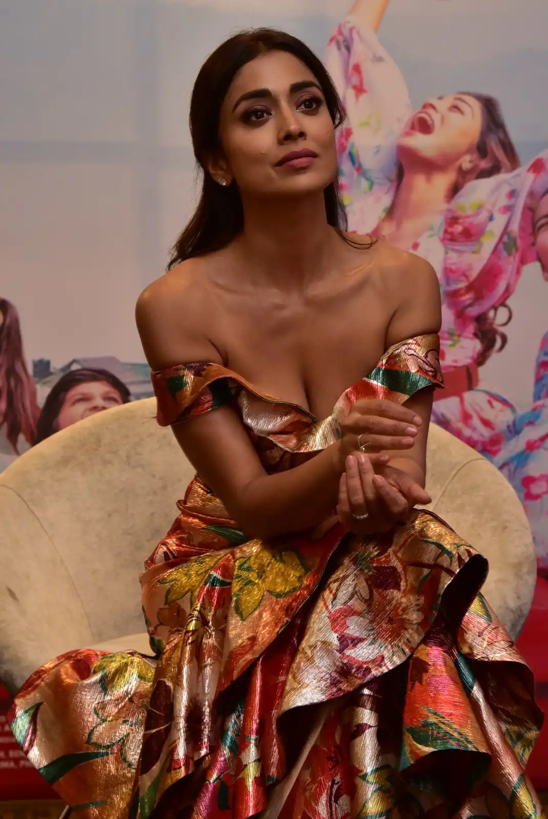 Shriya Saran shines in Long Frock at Music School Movie Promotions
