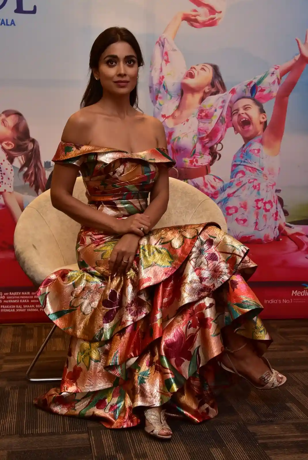 Shriya Saran shines in Long Frock at Music School Movie Promotions