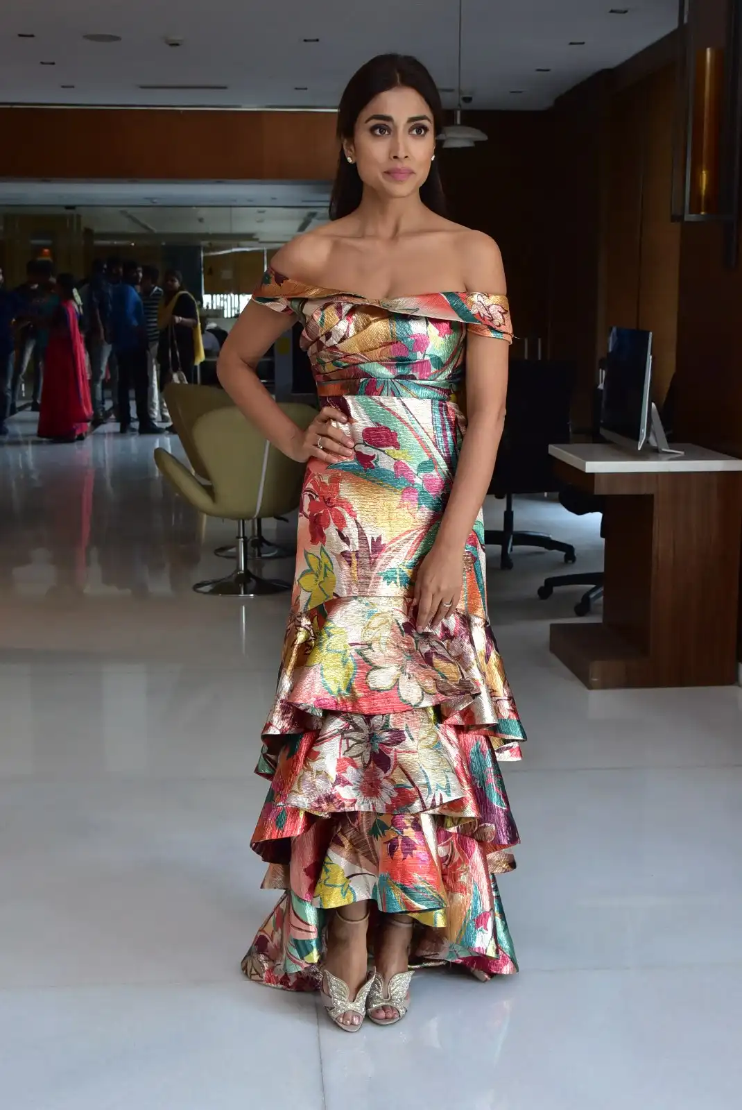 Shriya Saran shines in Long Frock at Music School Movie Promotions