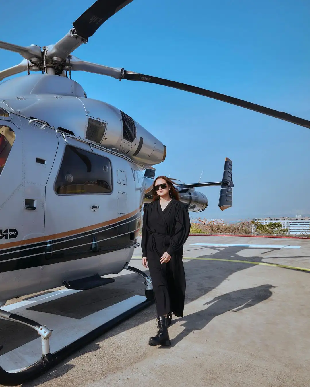 Sonakshi Sinha Stylish Poses with Helicopter 
