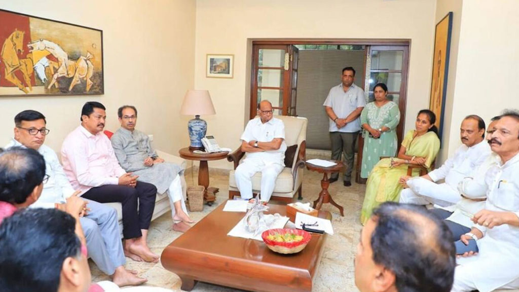 MVA meeting at Sharad Pawar residence in Mumbai after BJP defeat in Karnataka