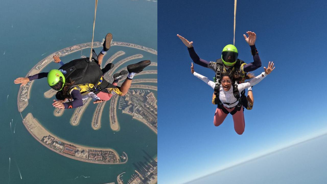 Dimple Hayathi : గాలిలో డింపుల్ హయతి.. దుబాయ్ లో స్కై డైవింగ్ చేస్తూ..