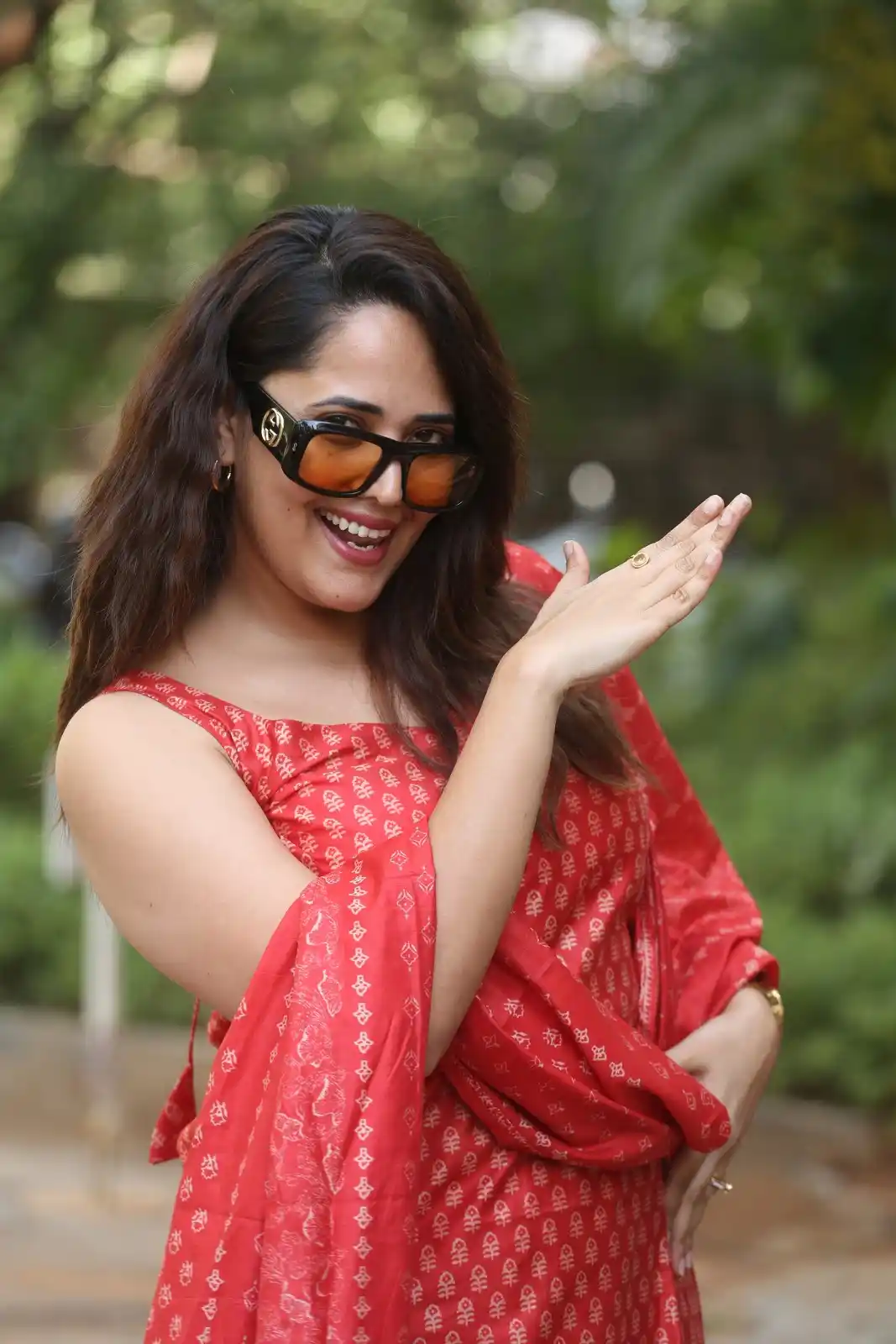 Anasuya Stylish Poses in Vimanam Movie Success Meet