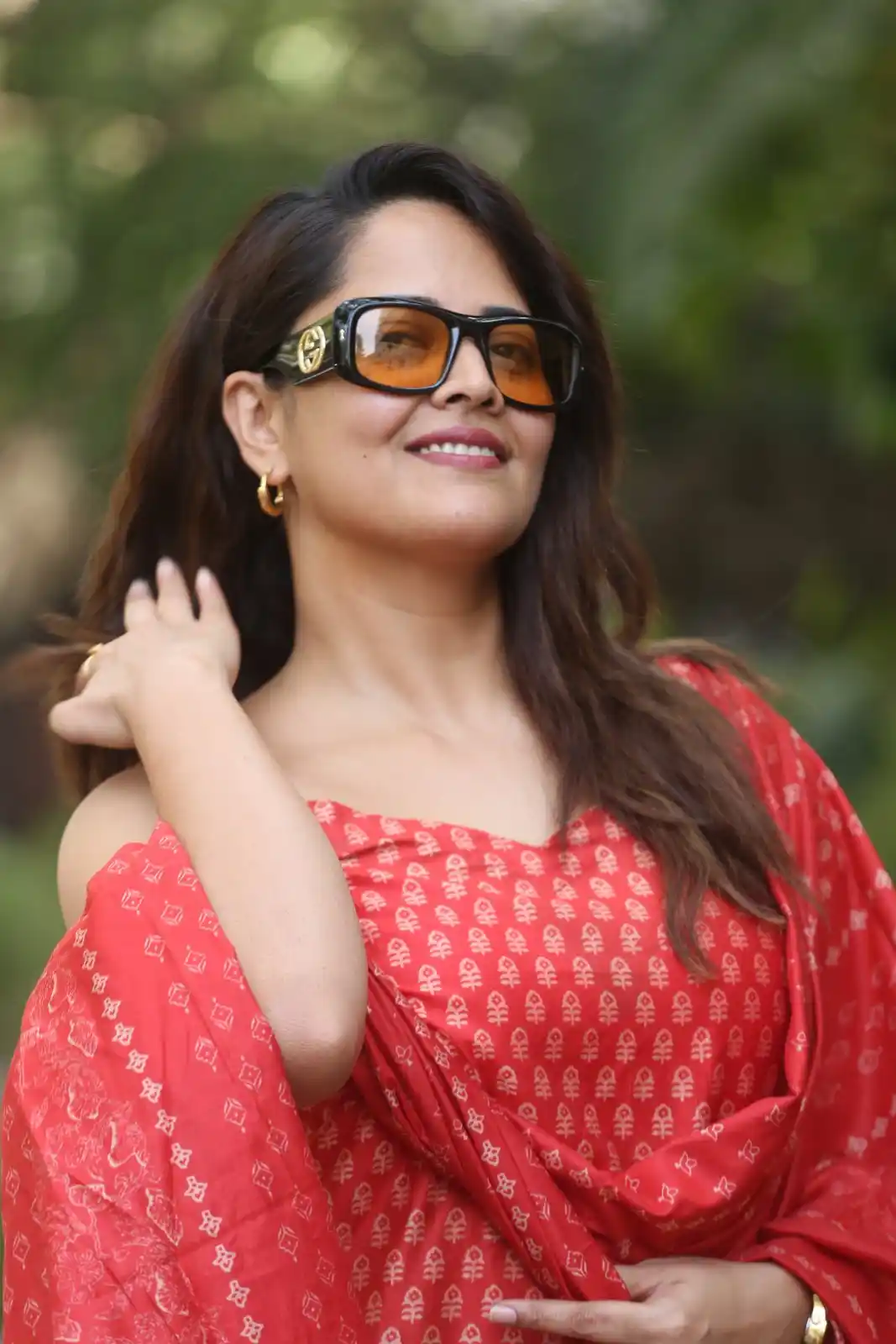 Anasuya Stylish Poses in Vimanam Movie Success Meet