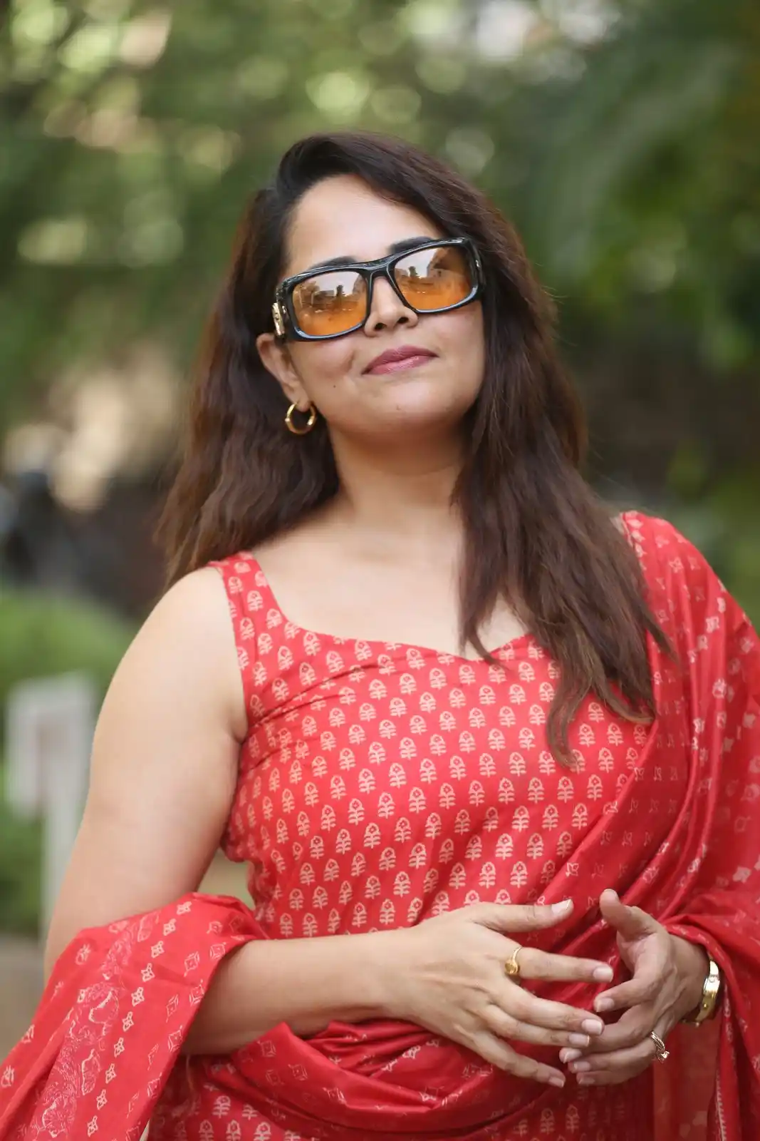 Anasuya Stylish Poses in Vimanam Movie Success Meet